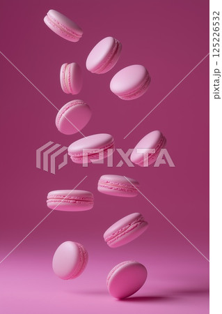Neatly arranged pink macarons floating in...のイラスト素材 [125226532] - PIXTA