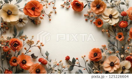 優しい花々に囲まれたメッセージカードのデザイン 優しい花々に囲まれたメッセージカードのデザイン 125226604