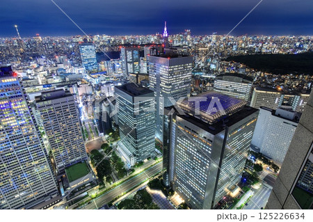 【夜景100選】東京都庁展望室から眺める新宿駅方面の夜景 【夜景100選】東京都庁展望室から眺める新宿駅方面の夜景 125226634