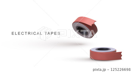 Electrical Tape Roll 3D Icon, Insulation Tape For Wiring, Repair, Construction, DIY, Industrial Protection Equipment, Adhesive Tool Concept, Isolated On White, Vector Illustration. 125226698