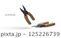 Nipper Cutting Tool in Minimal 3D Style. Clean Vector Illustration Featuring Hand Tool with Black Blades and Brown Handles. Ideal for Repair, Craft, or Utility Themes. Vector Illustration. 125226739