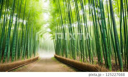 竹林の小径を西端付近から見たところ 竹林の小径を西端付近から見たところ 125227088