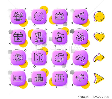 Discount offer, Bribe and Food delivery line icons. App 3d buttons. Social media comment, share, like icons. Pack of Cloud computing, Discount, Pie chart icon. Vector Discount offer, Bribe and Food delivery line icons. App 3d buttons. Social media comment, share, like icons. Pack of Cloud computing, Discount, Pie chart icon. Vector 125227290