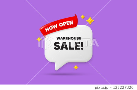 Warehouse sale ribbon speech bubble. Now open flag ribbon. Warehouse sale tag. Special offer price sign. Advertising discounts symbol. 3d sparkle stars speech bubble. Vector Warehouse sale ribbon speech bubble. Now open flag ribbon. Warehouse sale tag. Special offer price sign. Advertising discounts symbol. 3d sparkle stars speech bubble. Vector 125227320