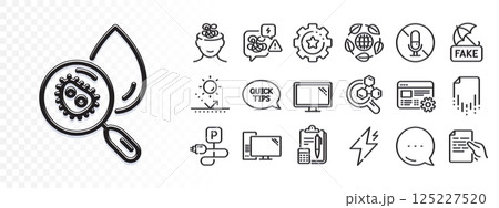 No microphone, Recovery file and Accounting line icons for web app. Glare of light effect. Message icon. Pack of Eco organic, Chemistry lab, Charging parking pictogram icons. Vector 125227520