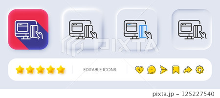 Online Payment methods line icon. Neumorphic, Flat shadow, 3d buttons. Web money sign. Credit card symbol. Line online payment icon. Social media icons. Vector 125227540
