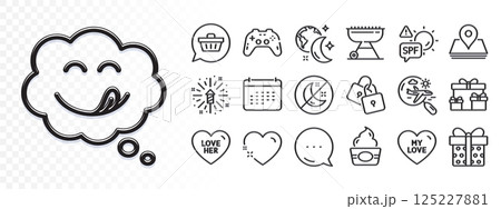 Heart, Search flight and Pin line icons for web app. Glare of light effect. Message icon. Pack of Gamepad, Spf protection, Sleep pictogram icons. Yummy smile, Insomnia, Calendar signs. Vector 125227881