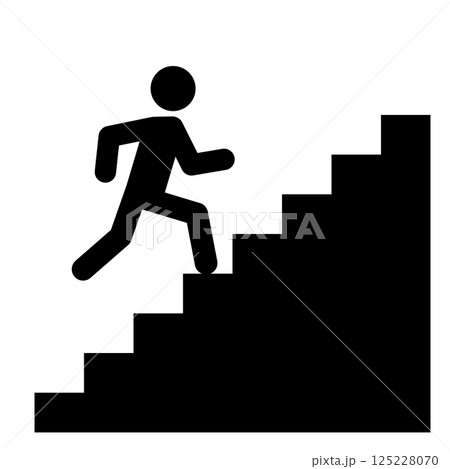 階段を駆け上がる人のシルエット 125228070