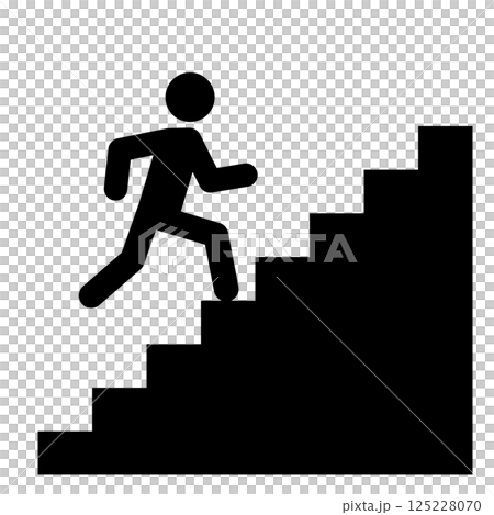 階段を駆け上がる人のシルエット 125228070