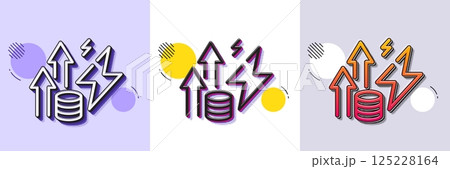 Energy inflation line icon. Halftone dotted pattern. Gradient icon with grain shadow. Electric power up trend sign. Consumption growth symbol. Line energy inflation icon. Various designs. Vector 125228164