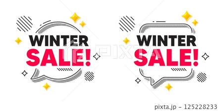 Winter sale chat speech bubble. Social media concept. Winter Sale tag. Special offer price sign. Advertising Discounts symbol. 3d flare stars chat bubble. Vector 125228233