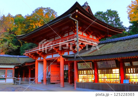 秋の春日大社境内(社務所と門・奈良市) 秋の春日大社境内(社務所と門・奈良市) 125228303