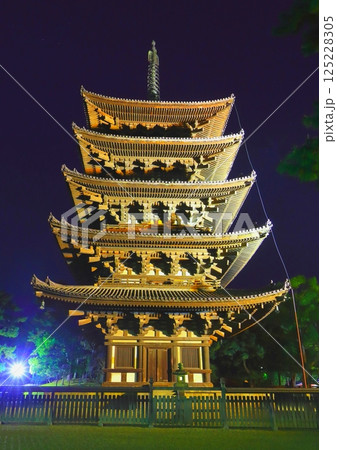 夜の興福寺五重塔（国宝・ライトアップ・奈良市） 125228305
