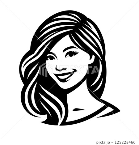 Smiling young Korean woman graphic icon...のイラスト素材 [125228460] - PIXTA