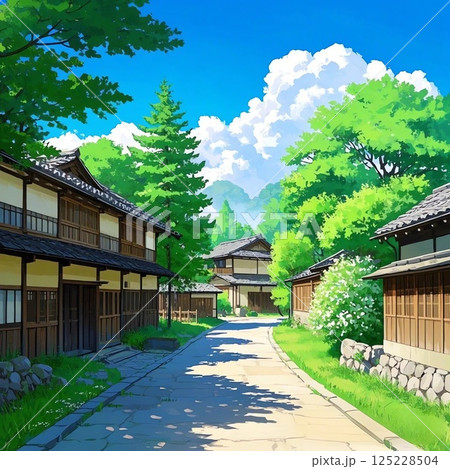 緑に囲まれた夏の日本の田舎風景 125228504