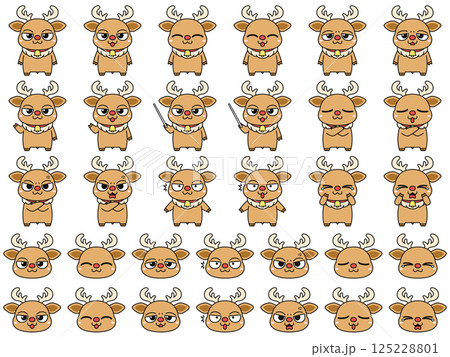 赤鼻のトナカイのイラストセット 125228801