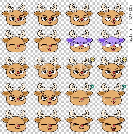 Rudolph the Red Nosed Reindeer (face) illustration set Rudolph the Red Nosed Reindeer (face) illustration set 125228805