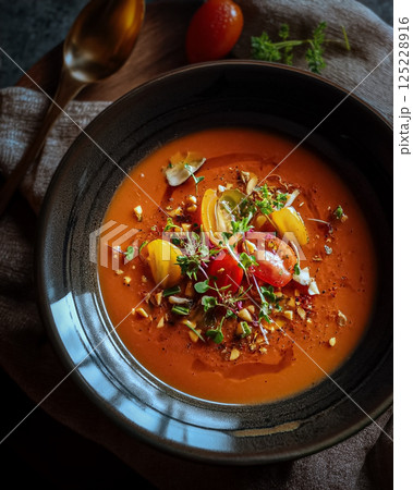 スペインの冷静スープ、ガスパチョ 125228916