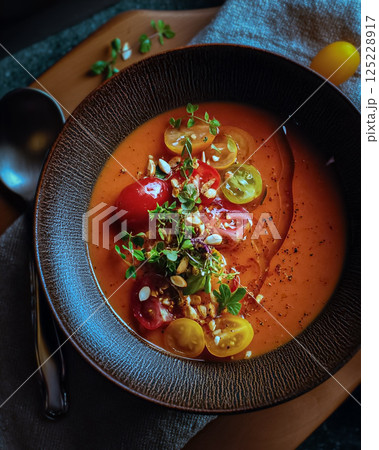 スペインの冷静スープ、ガスパチョ スペインの冷静スープ、ガスパチョ 125228917
