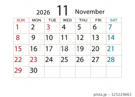 2026年カレンダー11月(2) 125229661