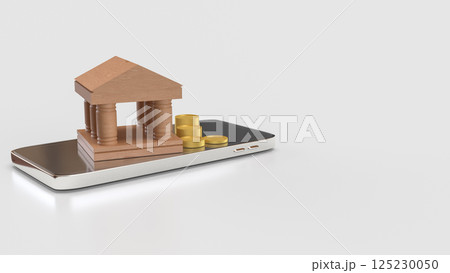 The Bank and coins for earn or Business concept 3d Rendering. 125230050