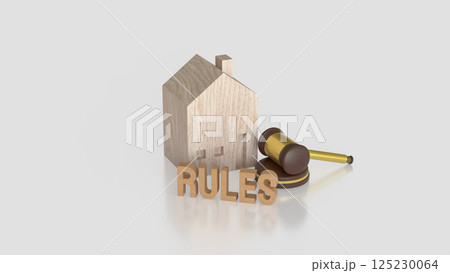 The House and hammer for property law concept 3d Rendering. The House and hammer for property law concept 3d Rendering. 125230064