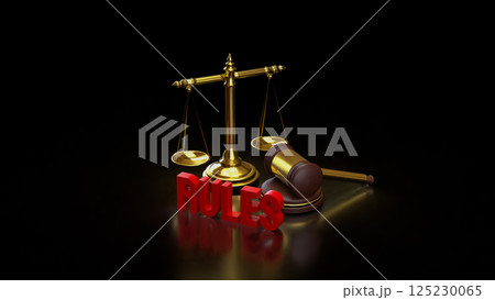 The Libra and hammer for law concept 3d Rendering. 125230065