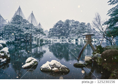 雪景色が美しい兼六園 125230156