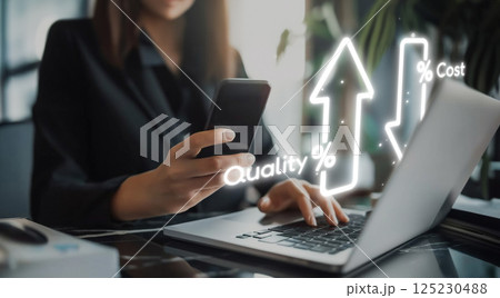 Cost reduction, cost saving concept shown by digital graphic EIDE overlays Cost reduction, cost saving concept shown by digital graphic EIDE overlays 125230488