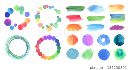 水彩絵具のフレームと飾りのセット 125230892