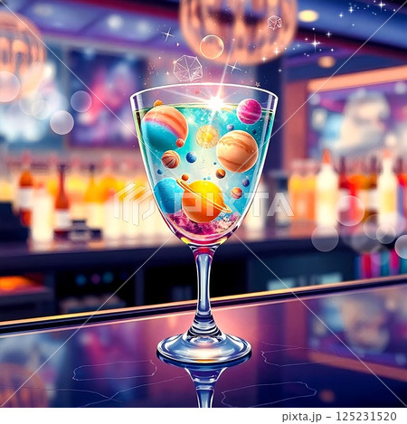 【太陽系デスコ】魅惑の銀河系カクテル！バーテンダー素材 125231520