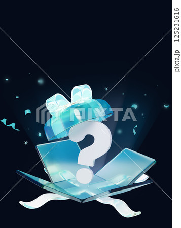 Box with question mark 3D graphic lucky random box 125231616