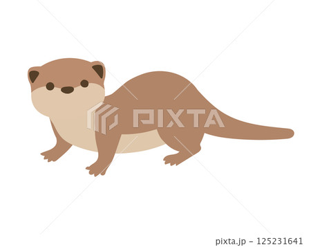 かわいいカワウソの全身のイラスト 125231641