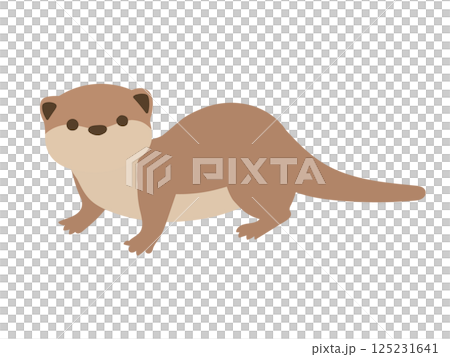 かわいいカワウソの全身のイラスト 125231641