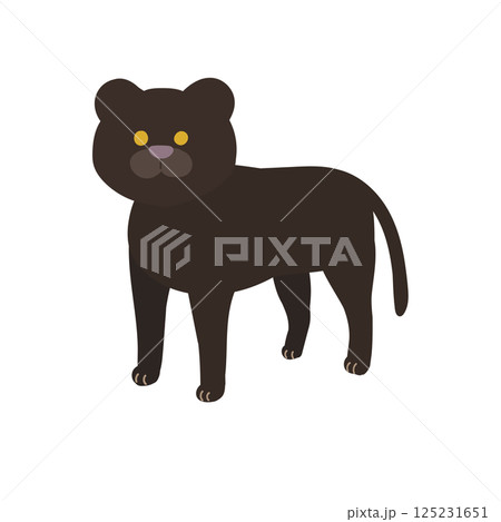 四足歩行のかわいい黒ヒョウのイラスト 125231651