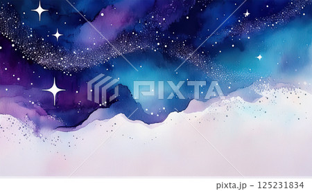 キラキラした宇宙のような水彩画イラスト背景 キラキラした宇宙のような水彩画イラスト背景 125231834