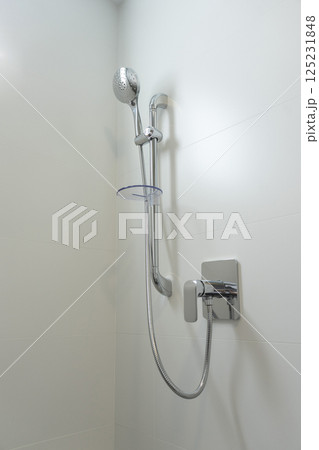Bathroom shower head in bathroom 125231848