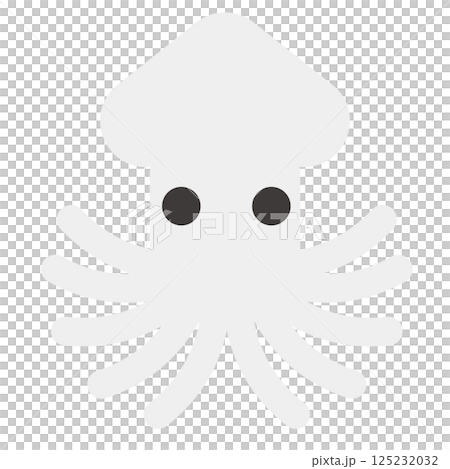 シンプルで可愛い白いイカのベクターイラスト 125232032