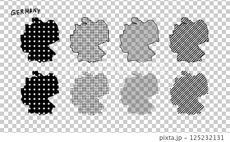 手繪向量插圖的德國地圖，有各種圖案（單色） 125232131