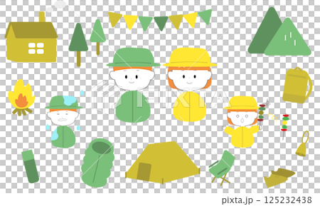 Camping illustration material set Camping illustration material set 125232438