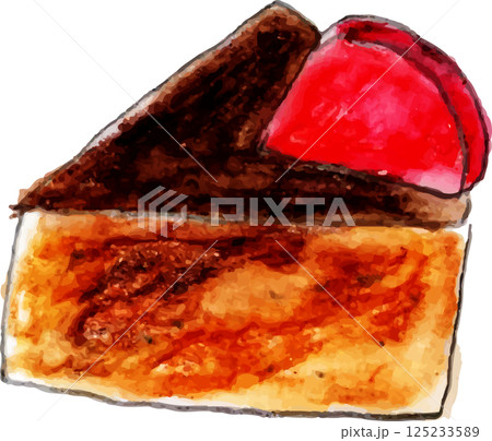 色鉛筆で描いた大人ビターなチョコレートケーキ 125233589