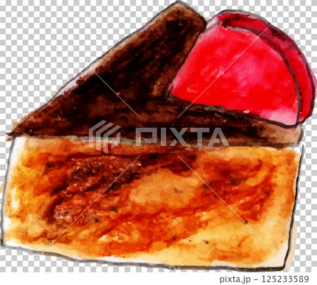 色鉛筆で描いた大人ビターなチョコレートケーキ 125233589