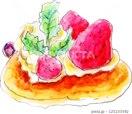 いちごの乗ったパンケーキ 125233592