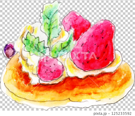 いちごの乗ったパンケーキ 125233592