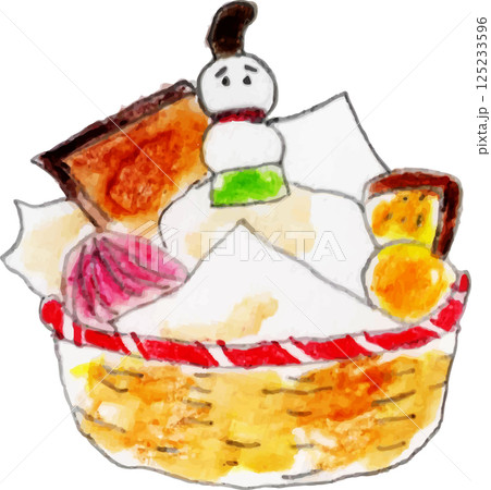 色鉛筆で描いたクリスマスケーキ 色鉛筆で描いたクリスマスケーキ 125233596