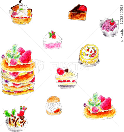 カラフルなケーキのイラスト 125233598