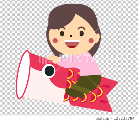 Carp streamers and girls for Children's Day. Vector illustration 125233794