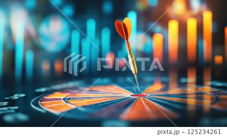 A red dart is flying towards a target 125234261