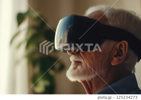 Elderly Resident Engaged with AI Technology Elderly Resident Engaged with AI Technology 125234273