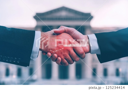 Business Professionals Shaking Hands Outdoors 125234414